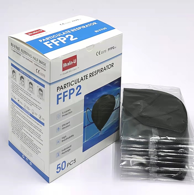 Складной защитный лицевой щиток гермошлема FFP2, Nonwoven ткань и ткань Meltblown, черная поверхность &amp; белизна для выравнивать слой